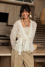 Embroidered Wrap Cardigan