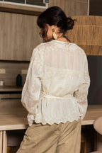 Embroidered Wrap Cardigan