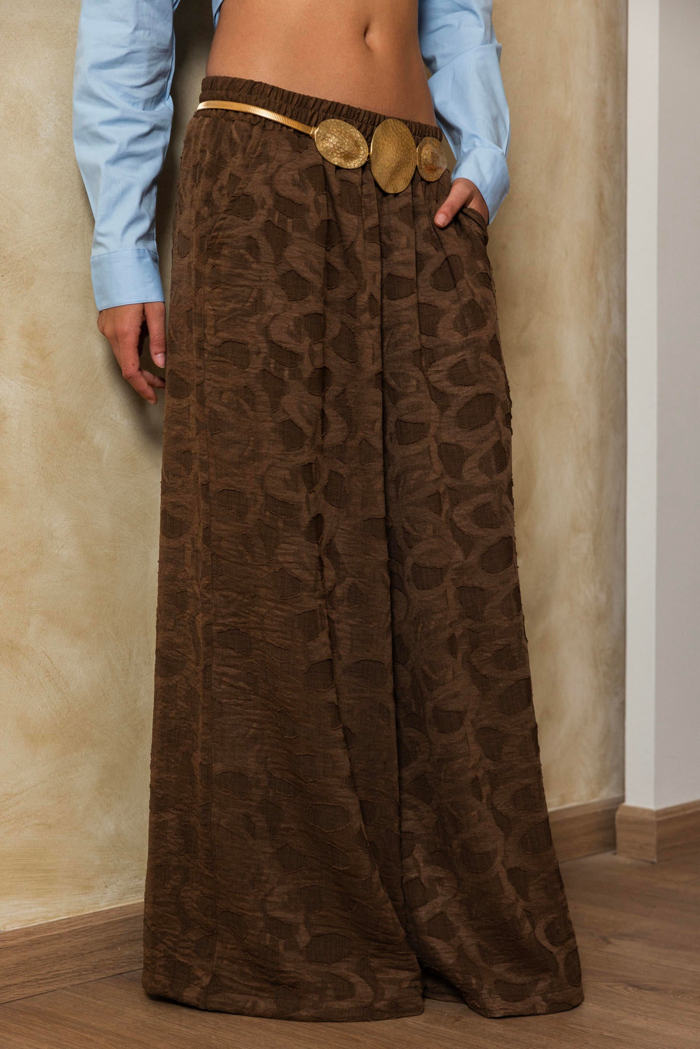 Texture Wide Leg Pants
