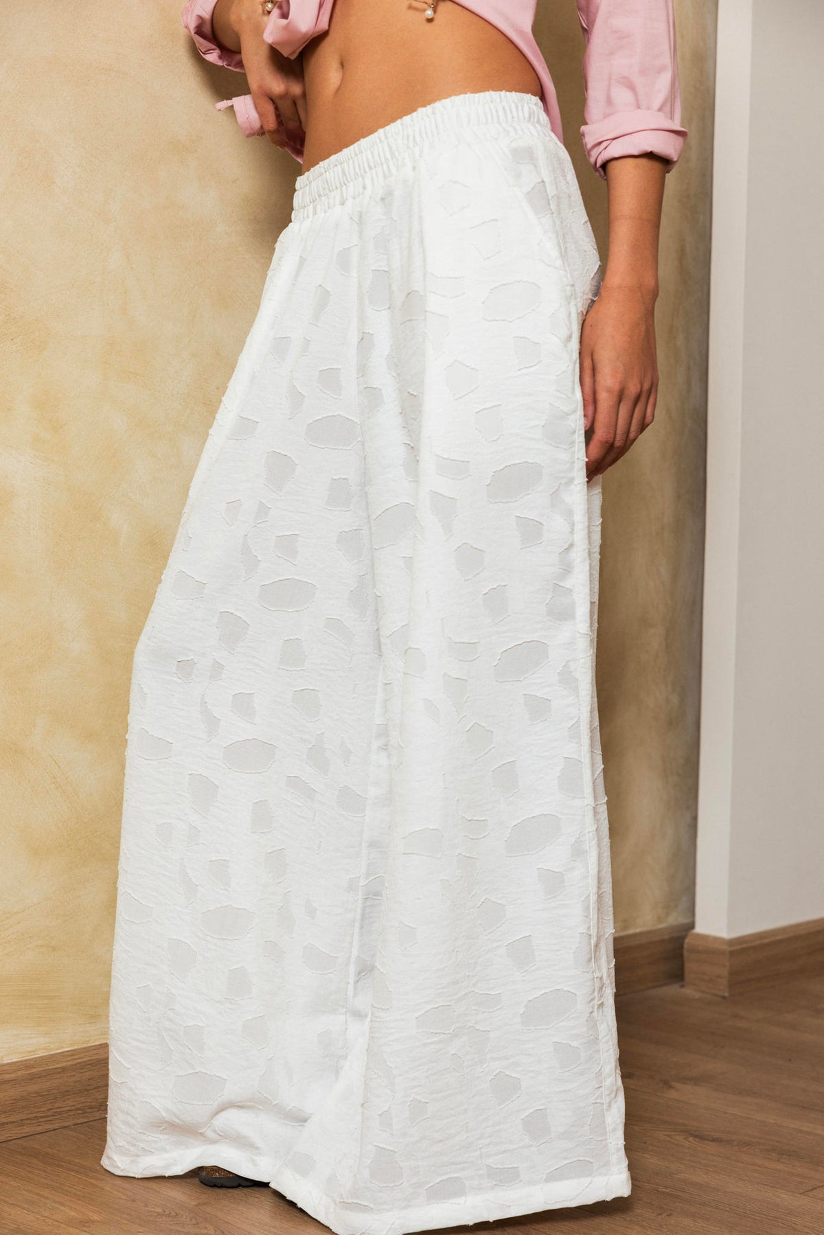 Texture Wide Leg Pants