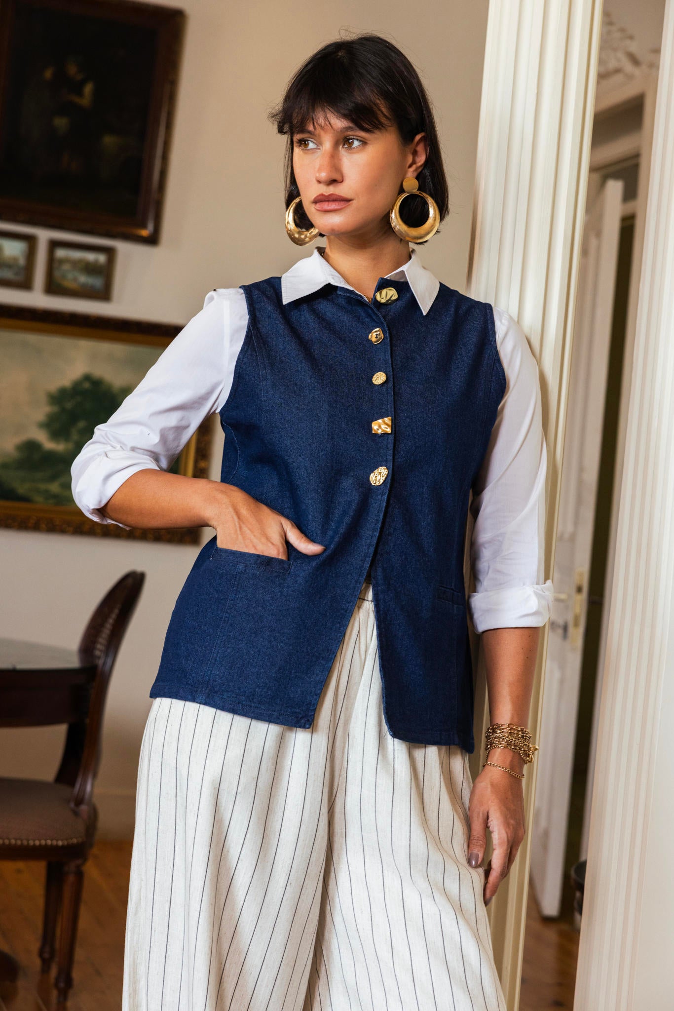 Golden Denim Vest