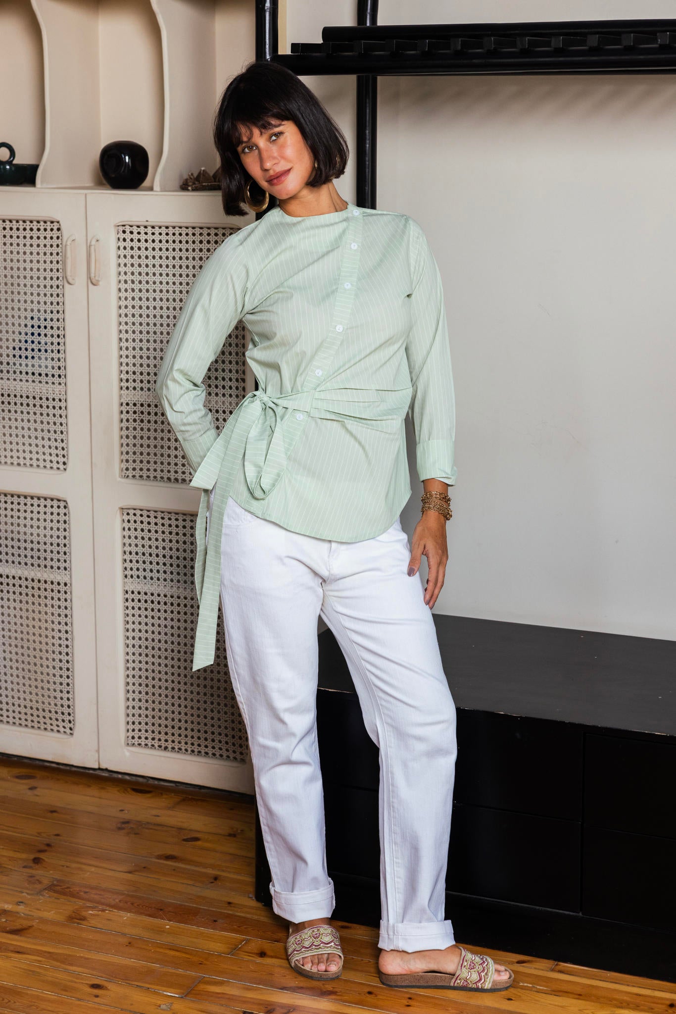 Crossover Poplin Blouse