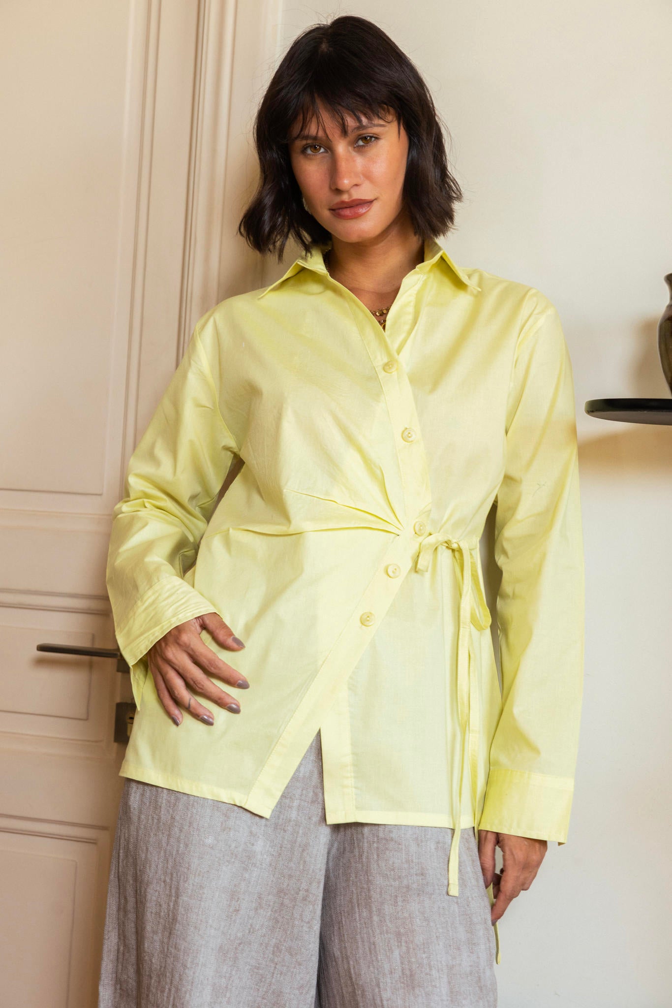 Poplin Wrap Blouse