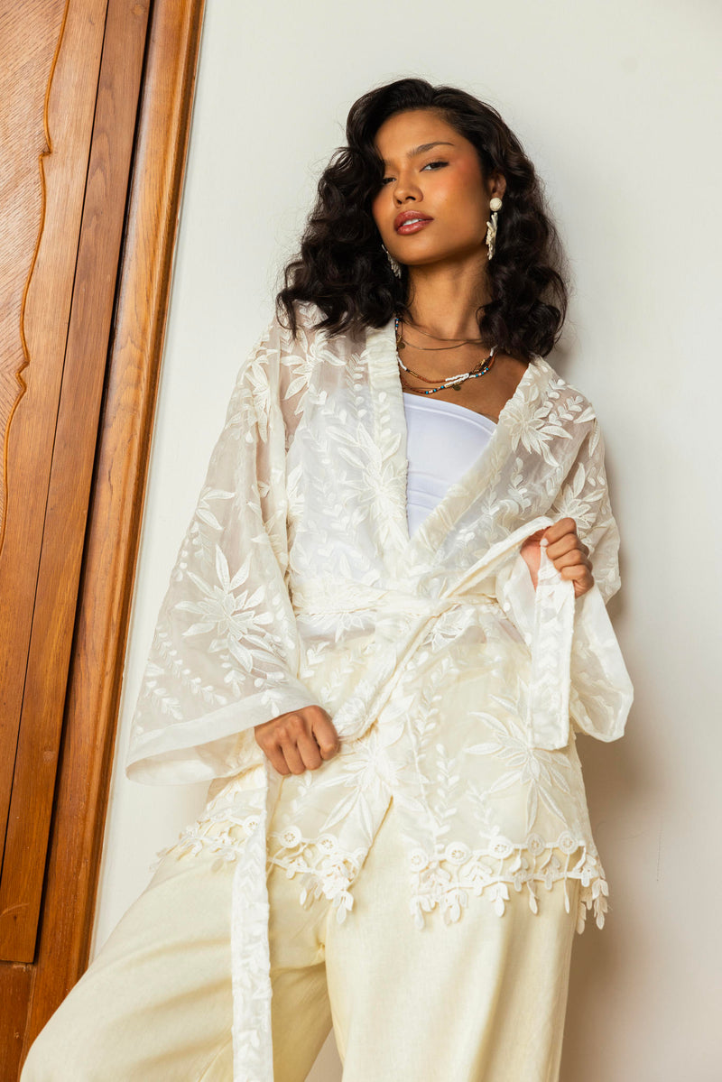 Embroidered Veil Cardigan