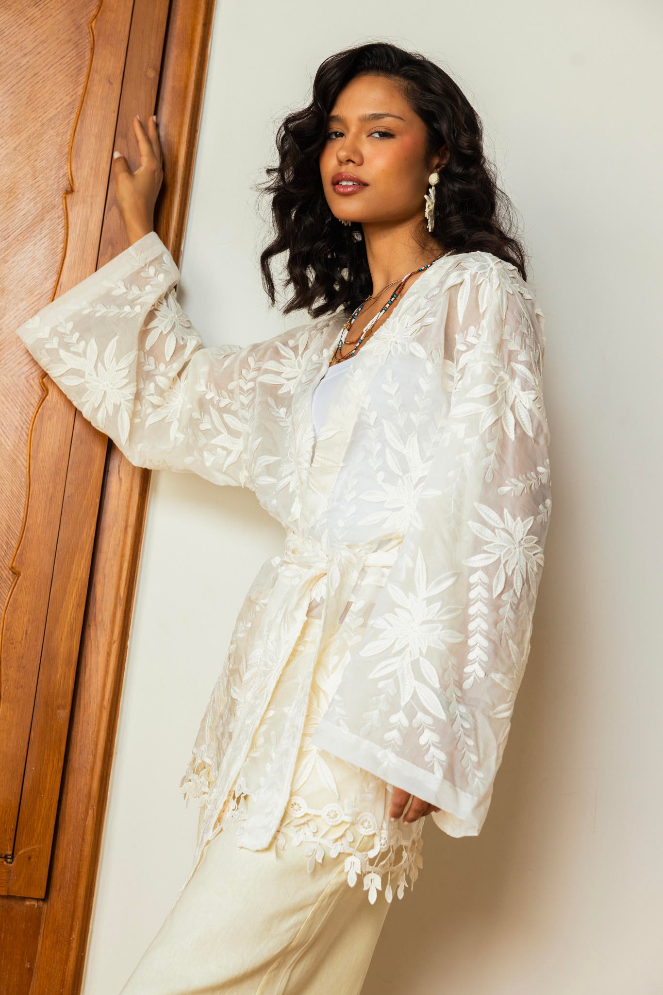 Embroidered Veil Cardigan