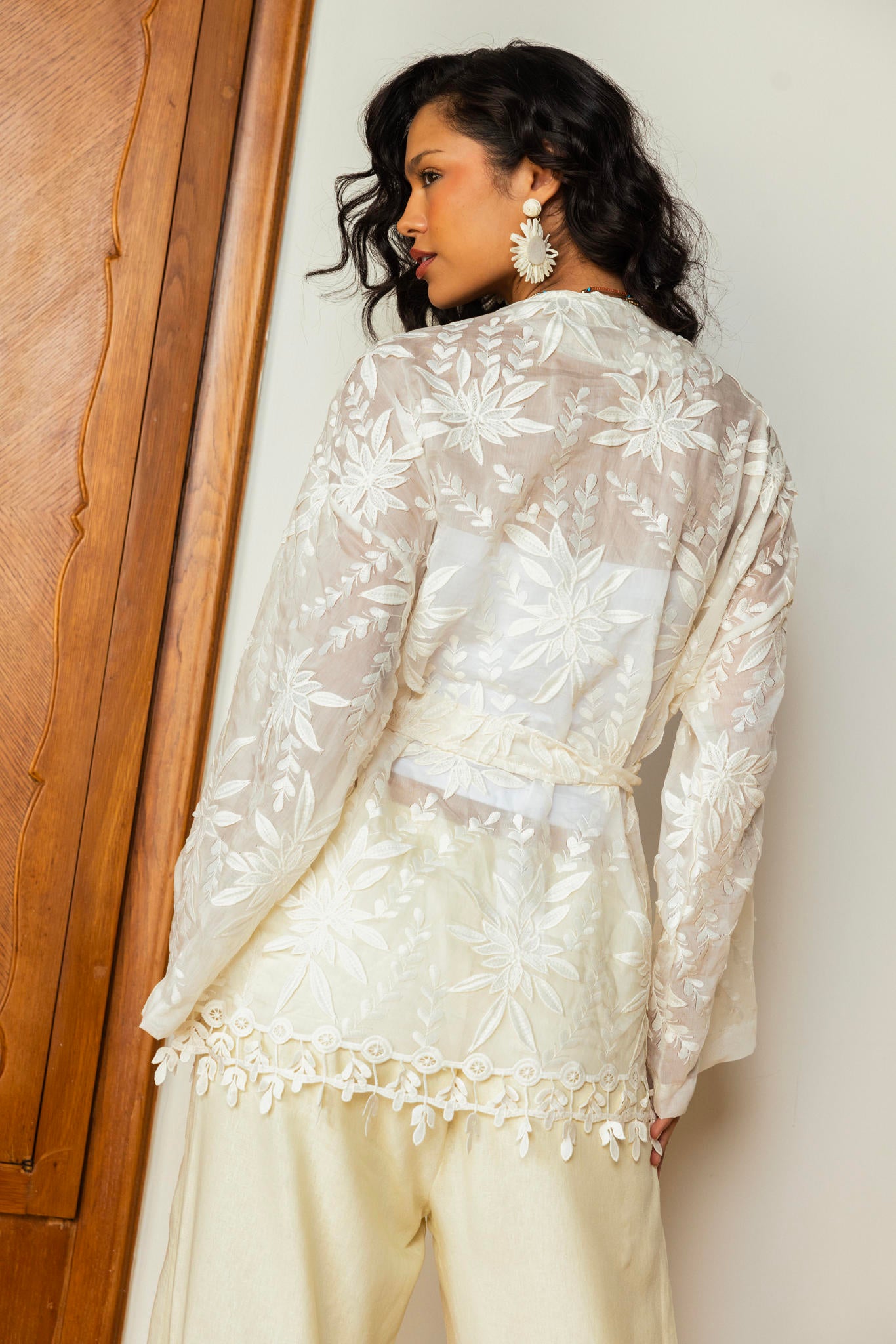 Embroidered Veil Cardigan