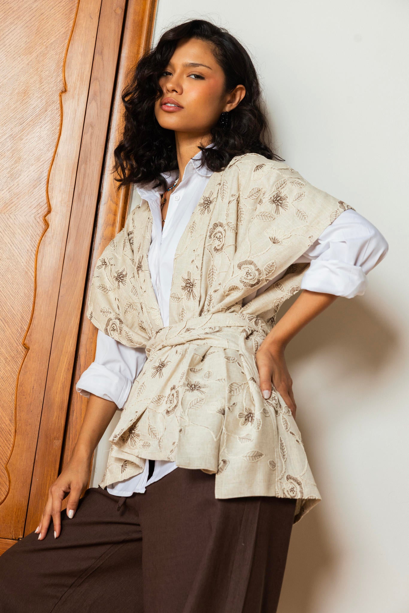 Embroidered Belt Vest