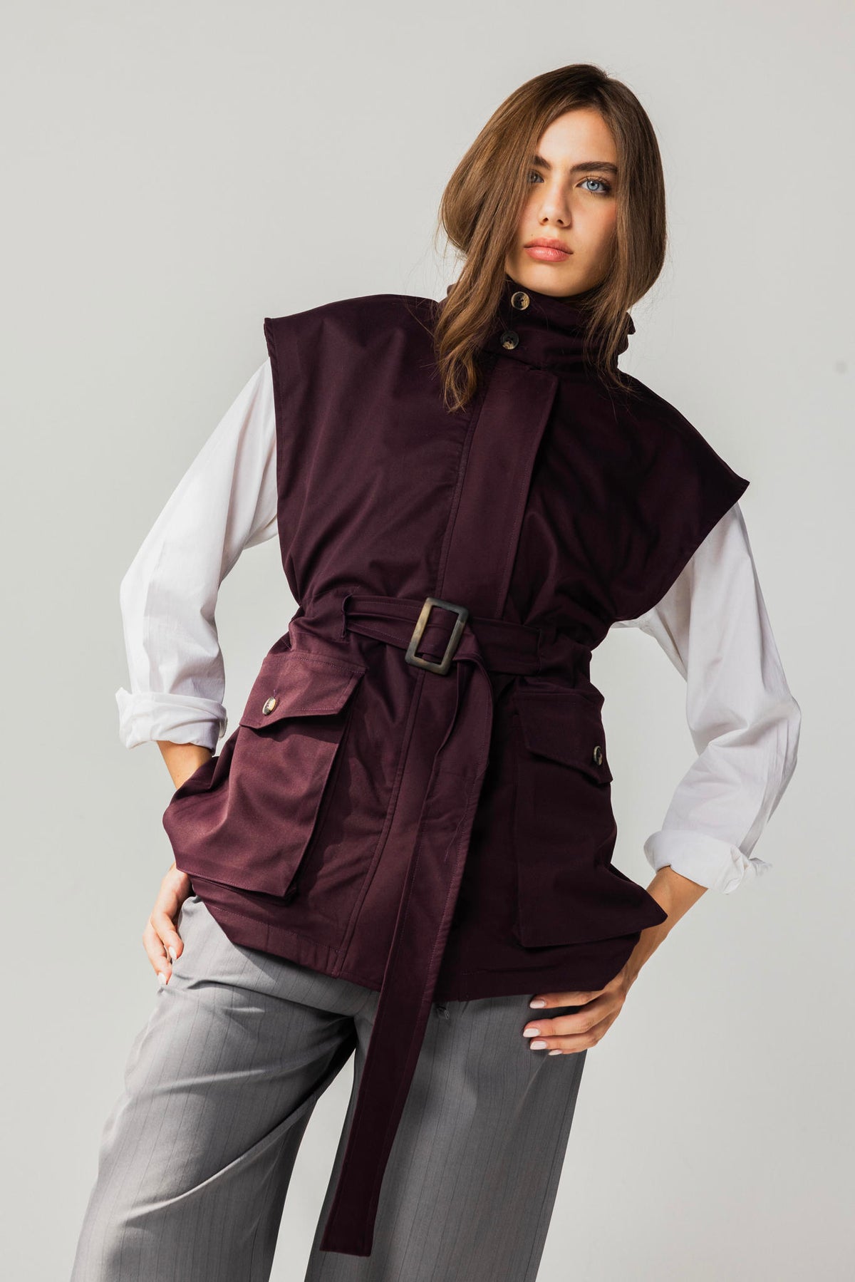 Belted Collar Vest