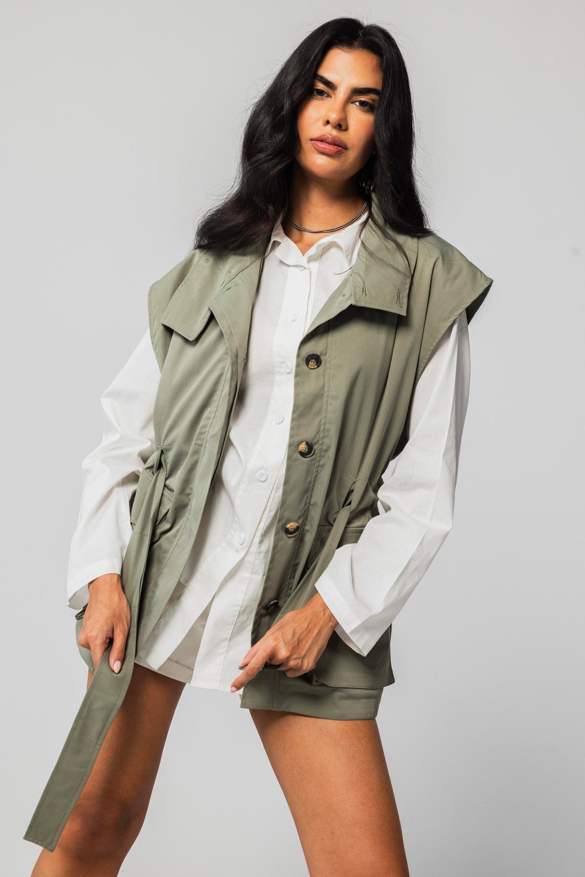 Belted Collar Vest