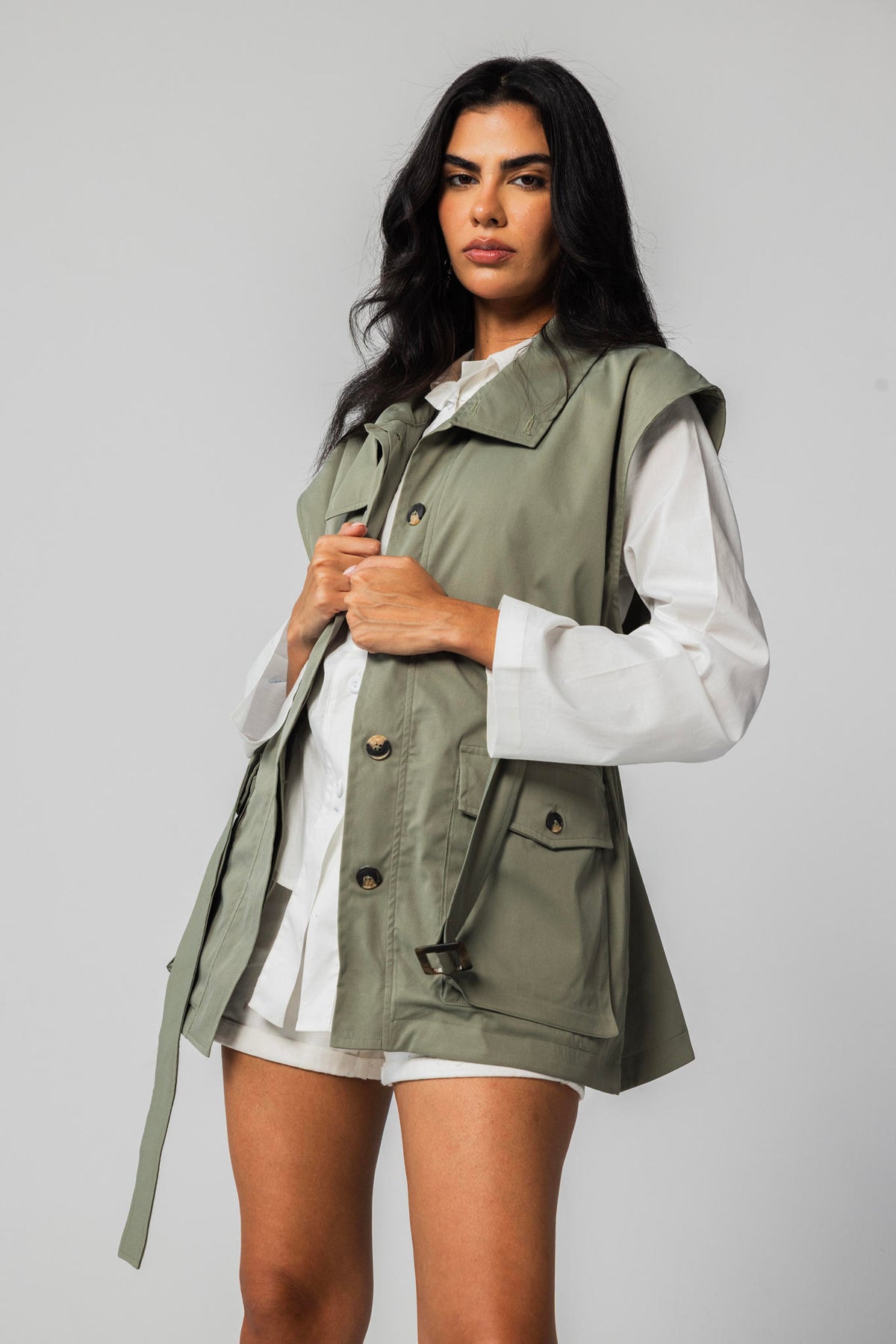 Belted Collar Vest