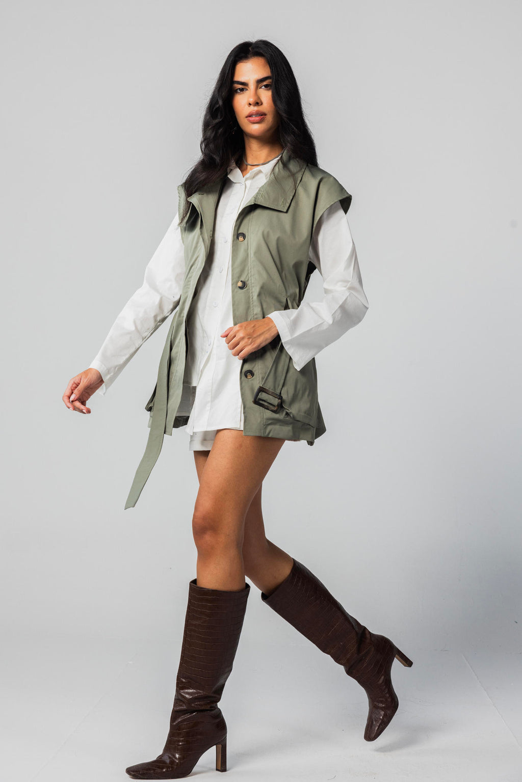 Belted Collar Vest