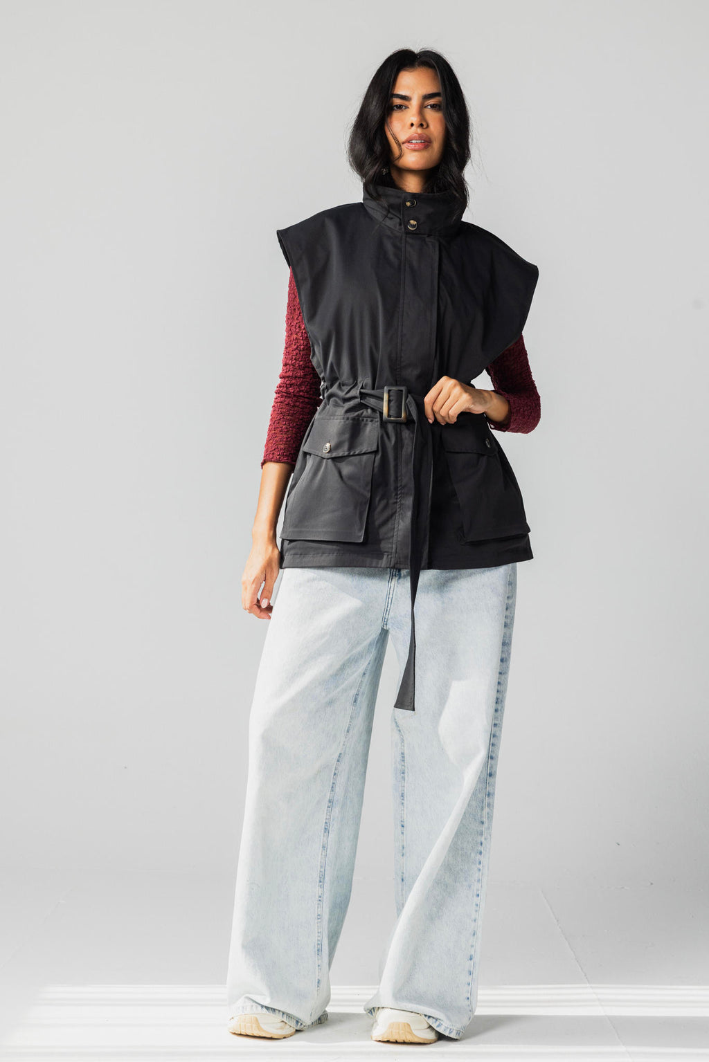 Belted Collar Vest