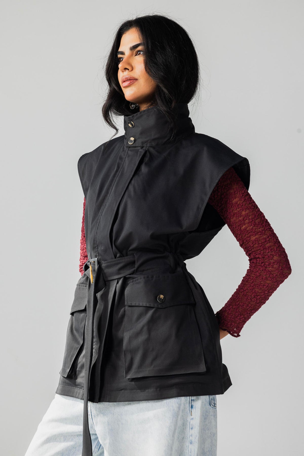 Belted Collar Vest