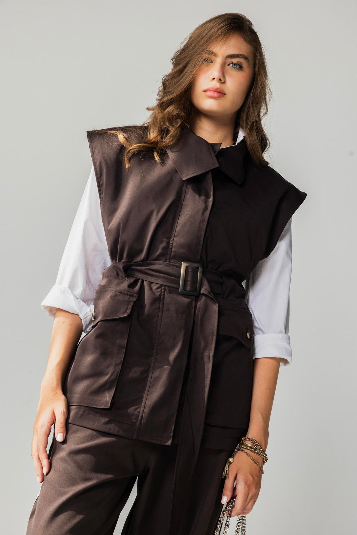 Belted Collar Vest