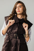 Belted Collar Vest