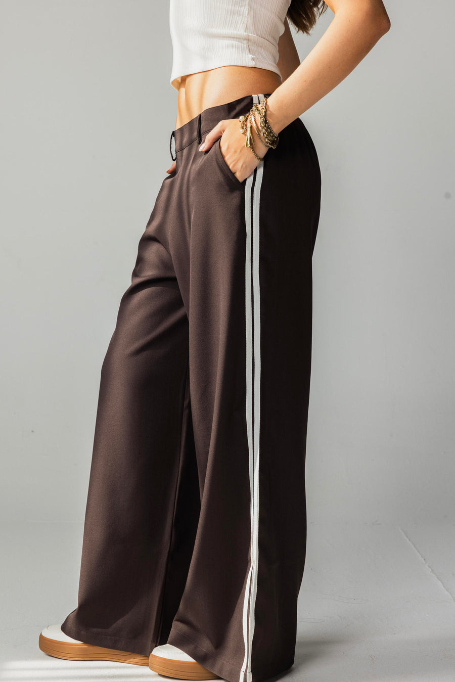 Side Stripe Wide-Leg Pants