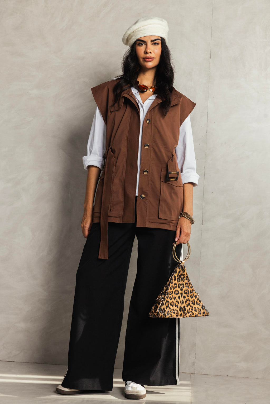 Belted Collar Vest
