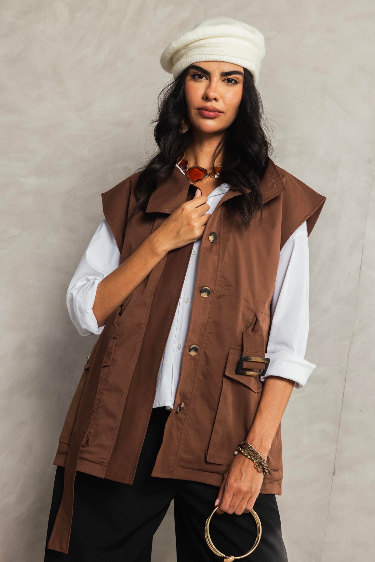 Belted Collar Vest