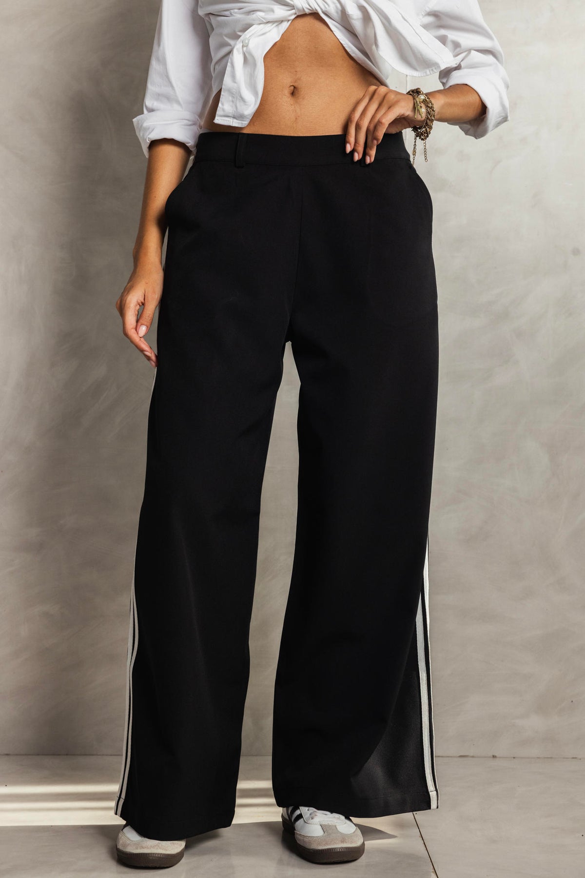 Side Stripe Wide-Leg Pants