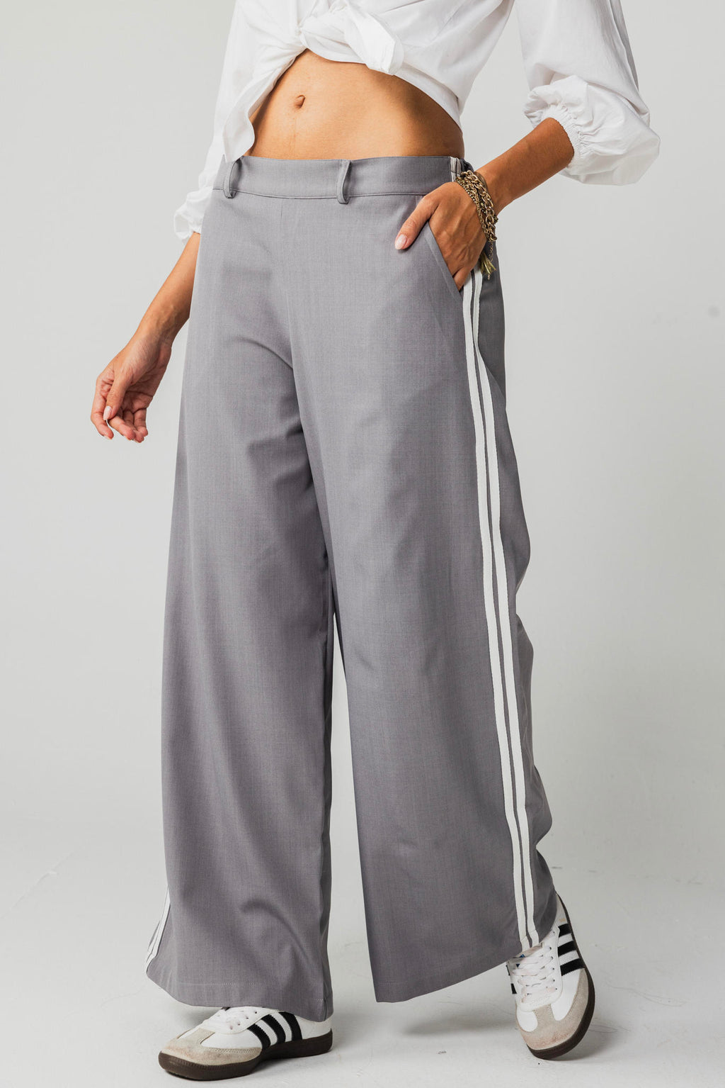 Side Stripe Wide-Leg Pants