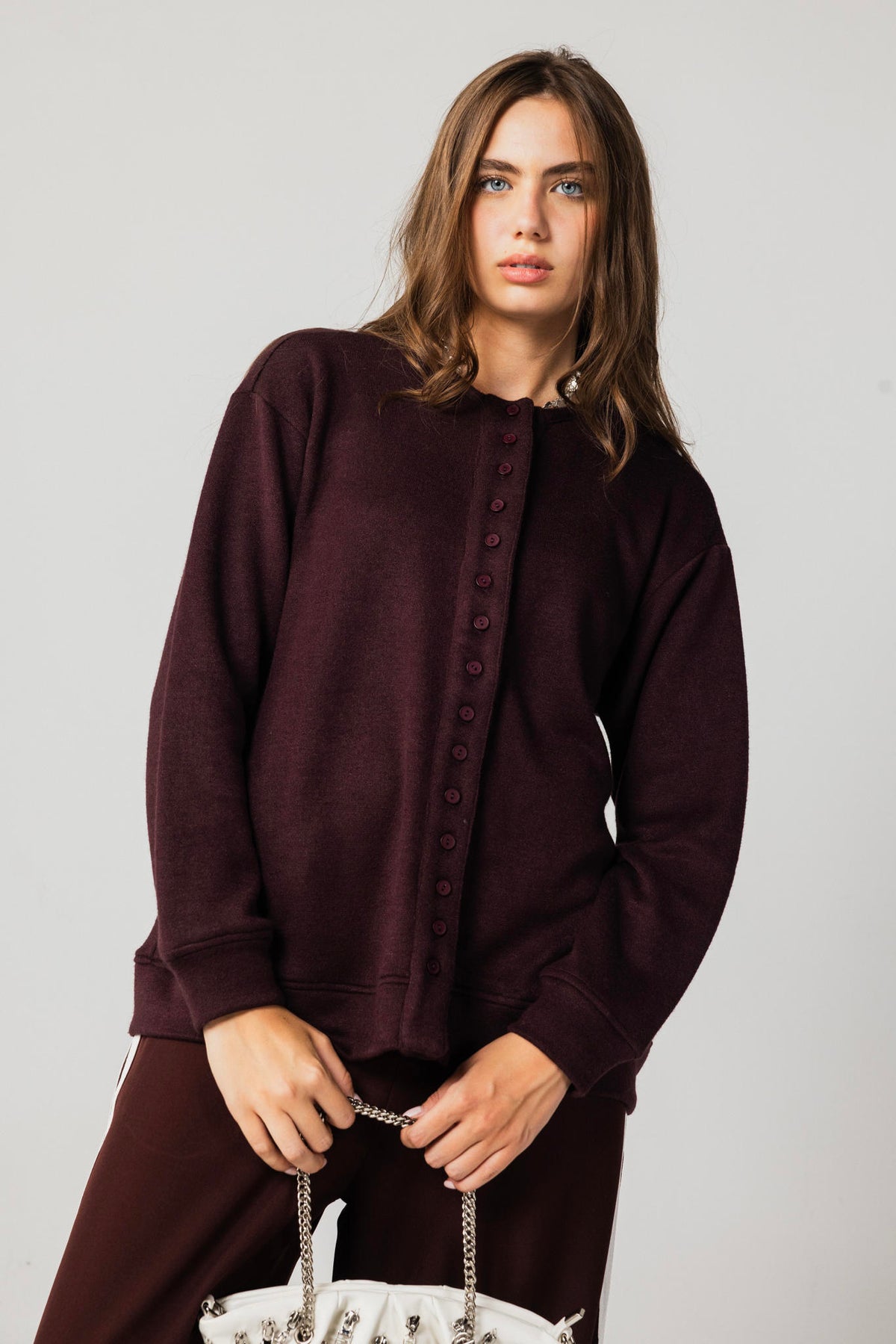 Buttoned Knit Sweater