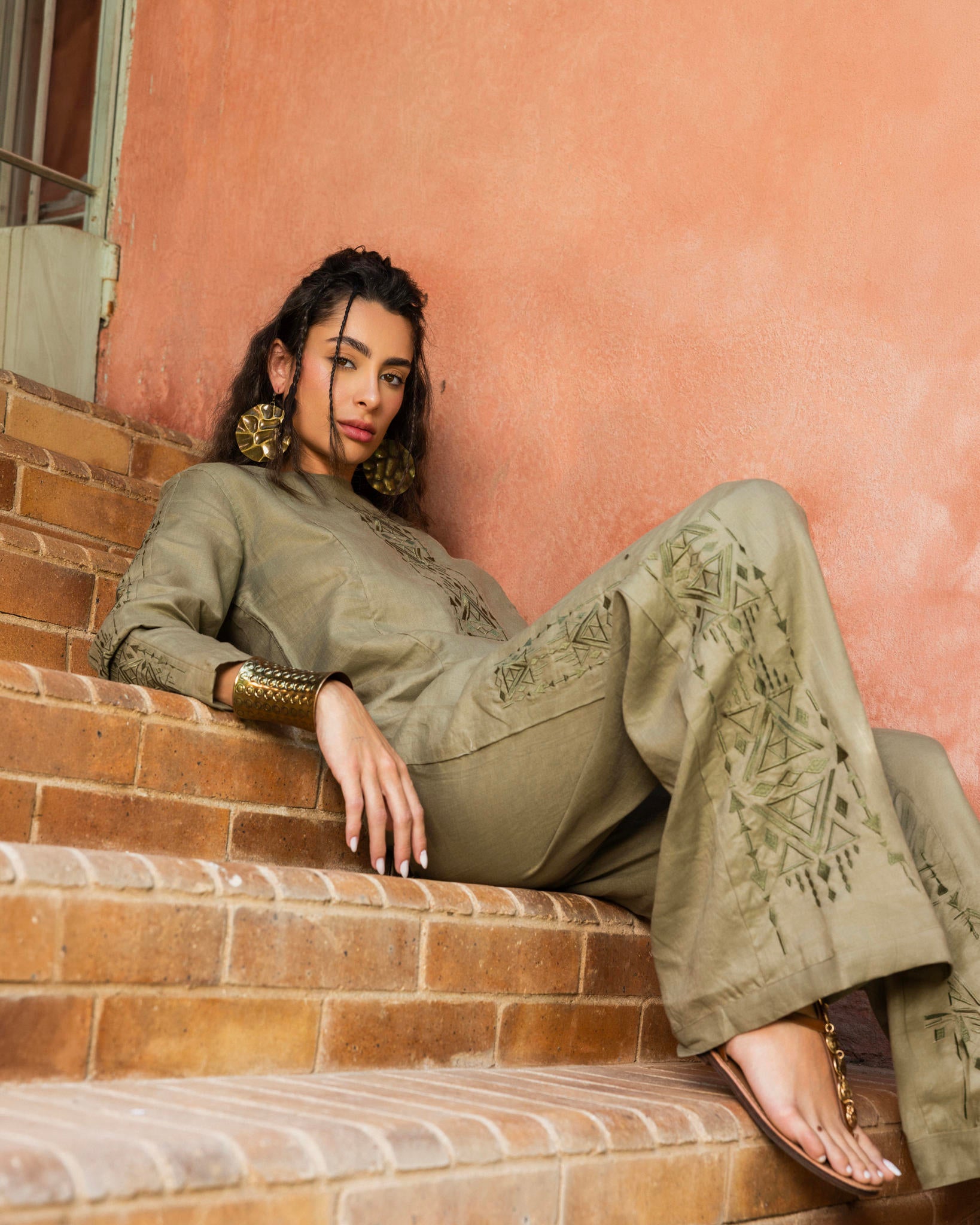 Embroiderd Linen Pants