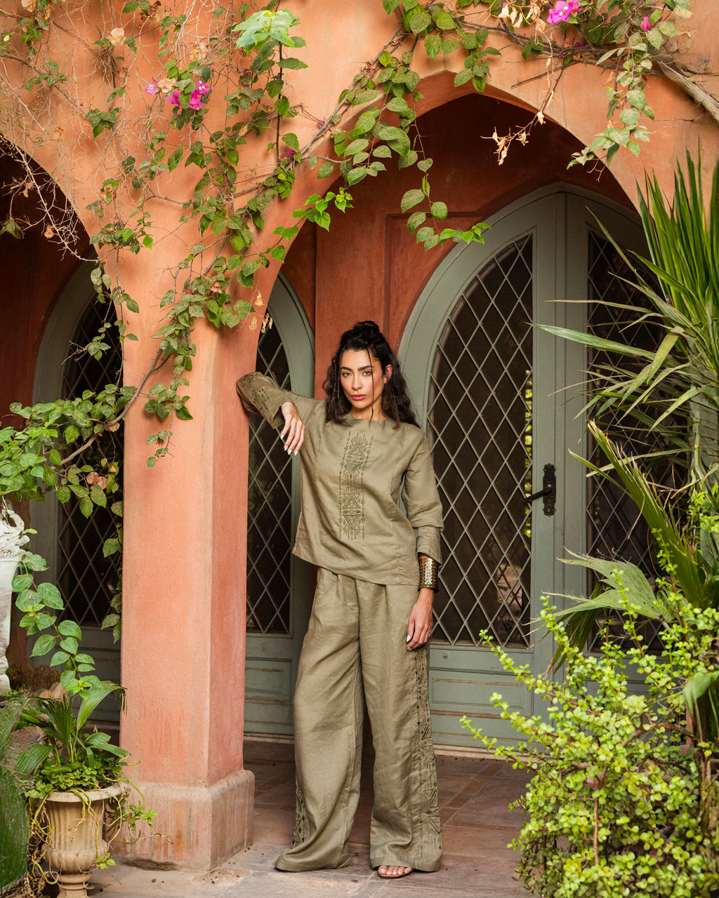 Embroiderd Linen Pants