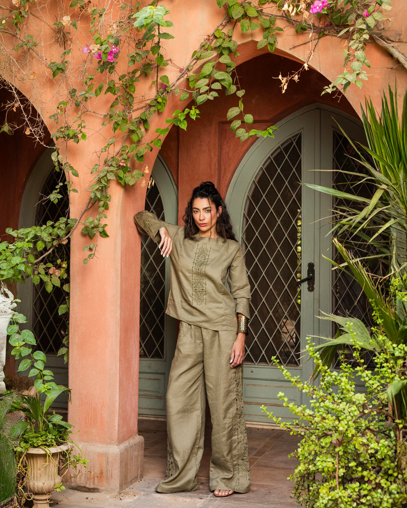 Embroiderd Linen Pants