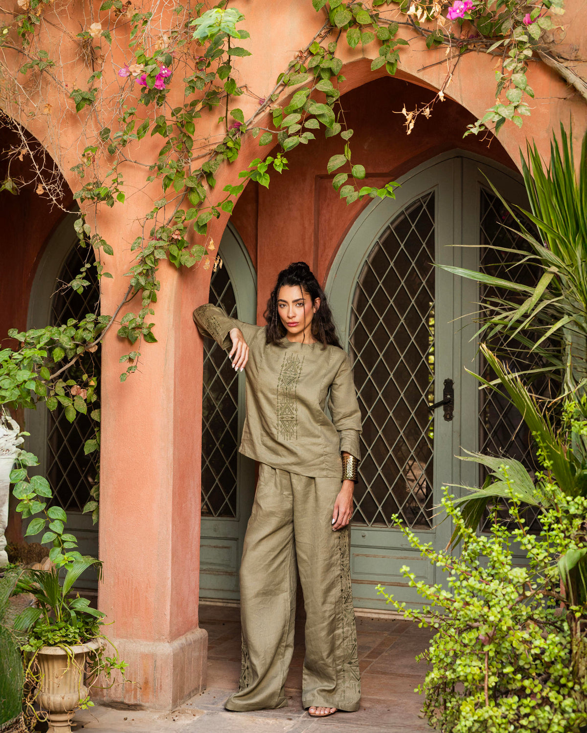 Embroiderd Linen Pants