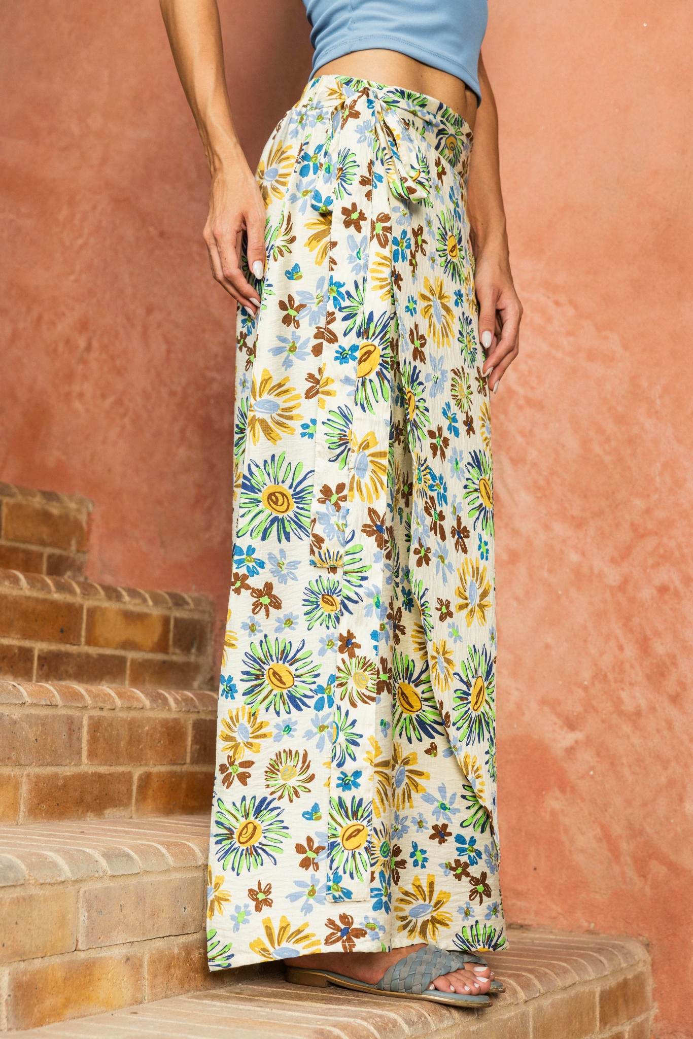 Floral Wrap Skirt-Yellow