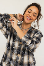 V-Cut Plaid Shirt