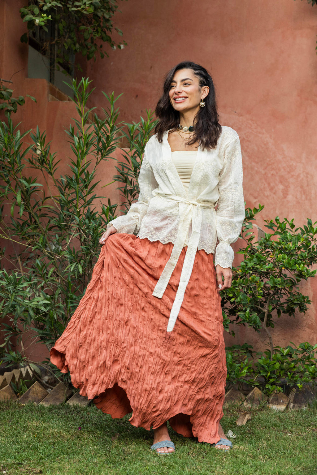 Embroidered Wrap Cardigan