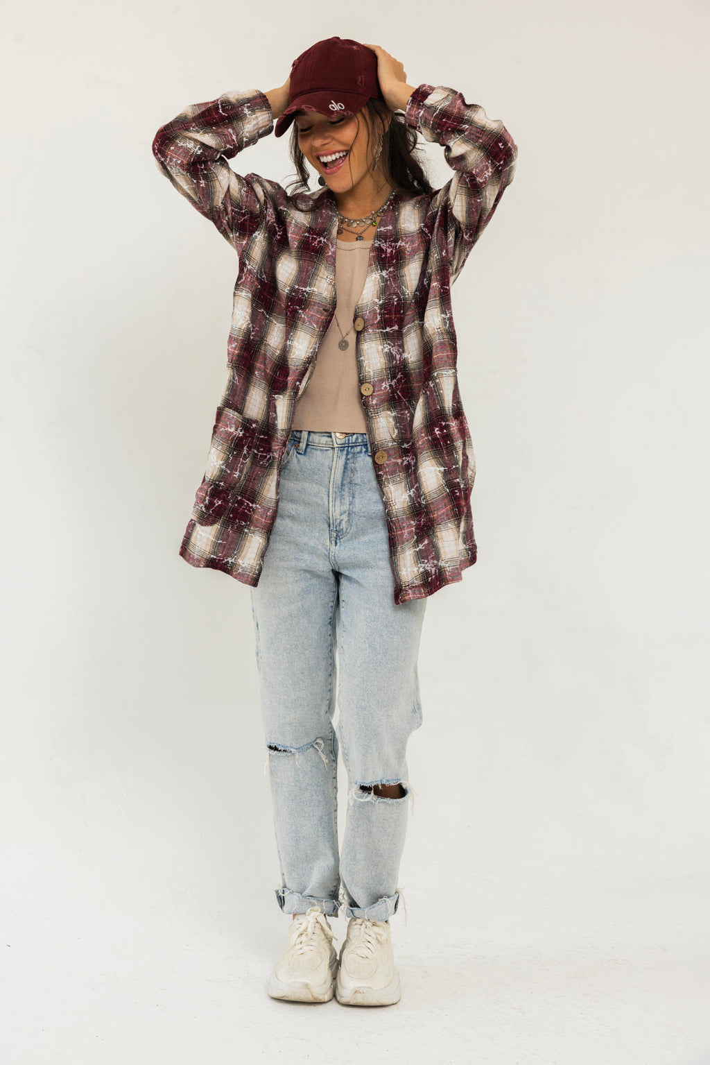 V-Cut Plaid Shirt