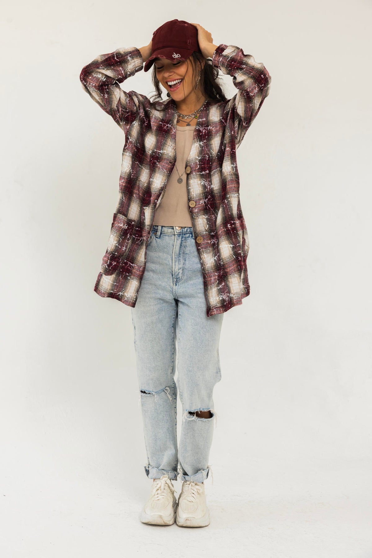 V-Cut Plaid Shirt