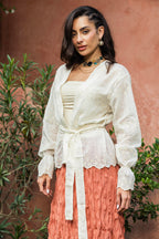 Embroidered Wrap Cardigan