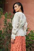 Embroidered Wrap Cardigan