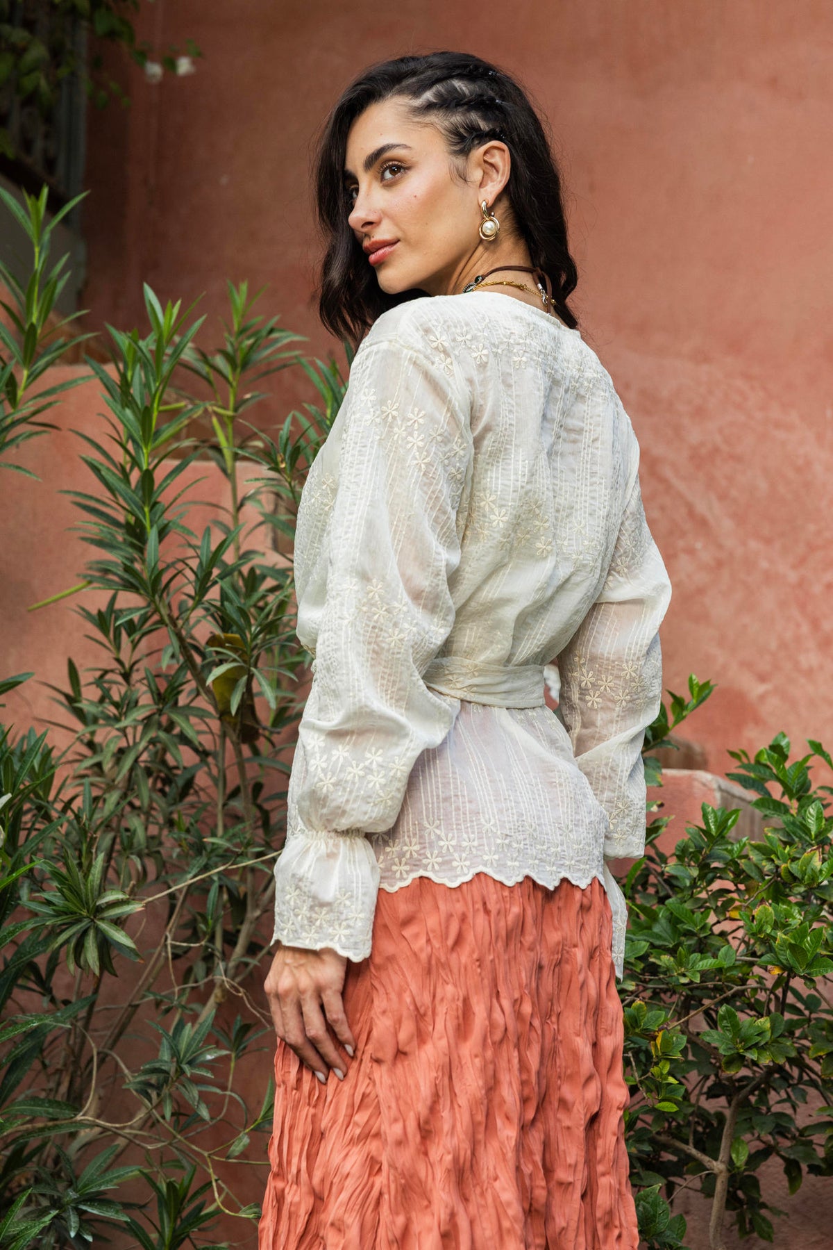 Embroidered Wrap Cardigan