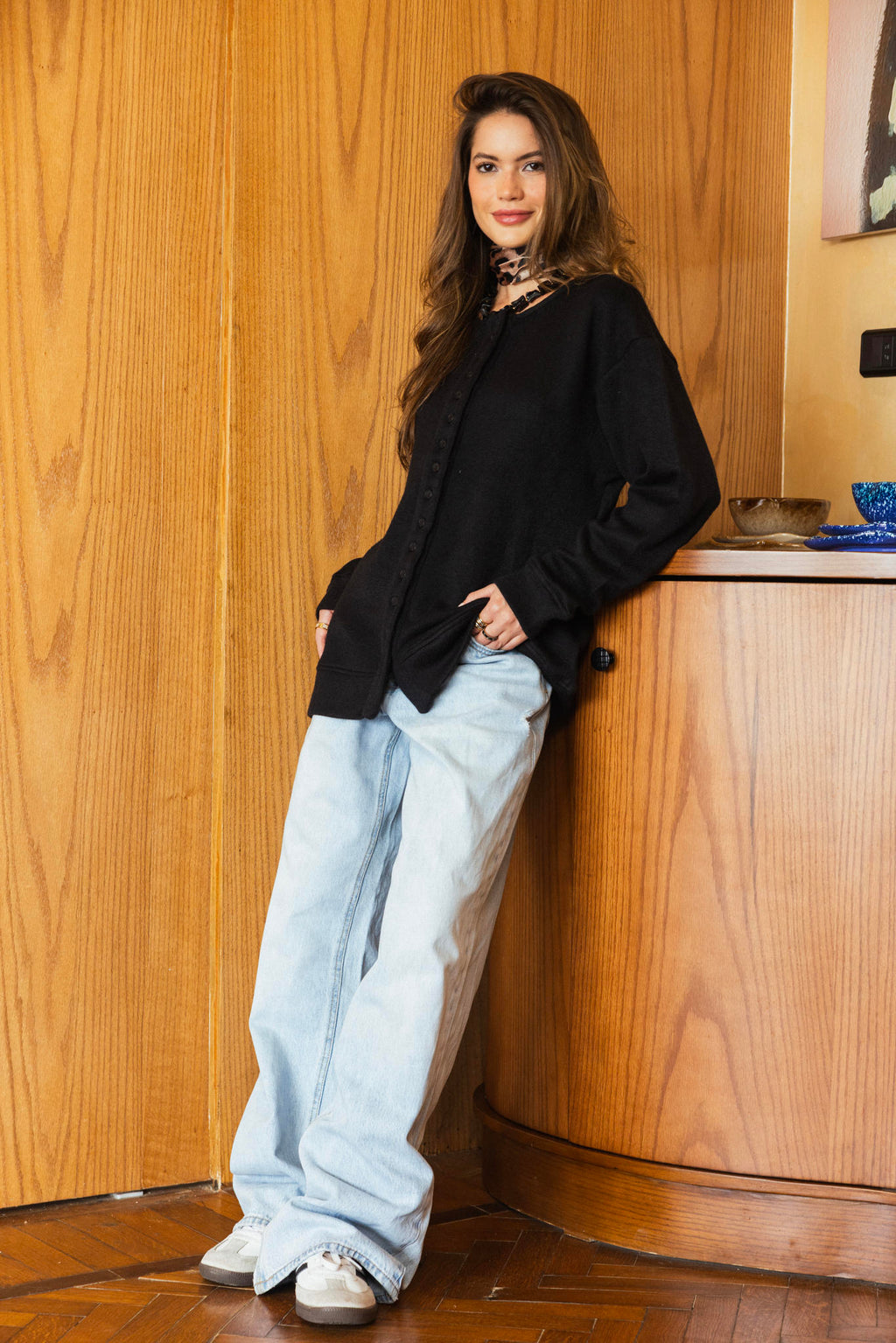 Buttoned Knit Sweater