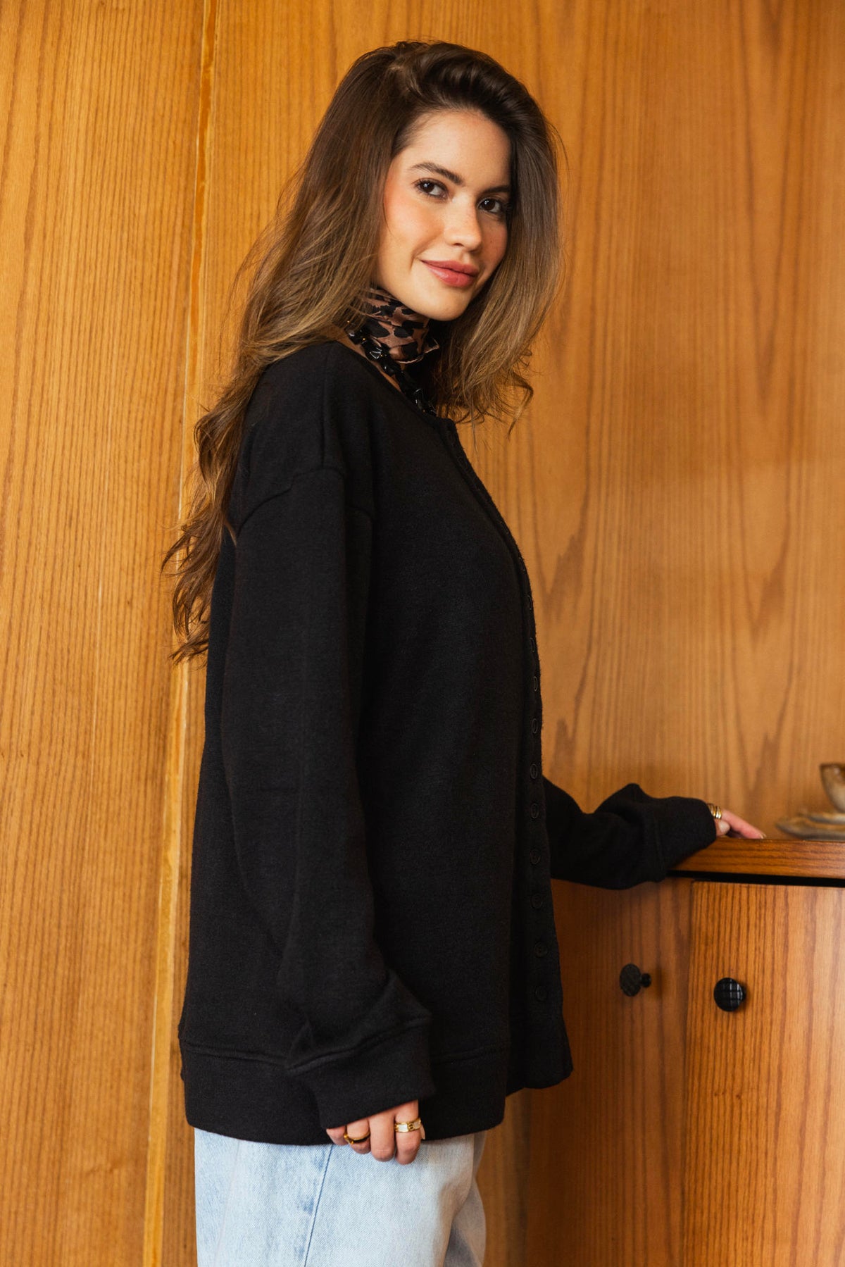 Buttoned Knit Sweater