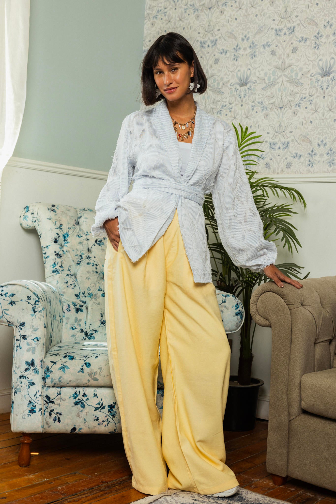 Textured Wrap Blouse