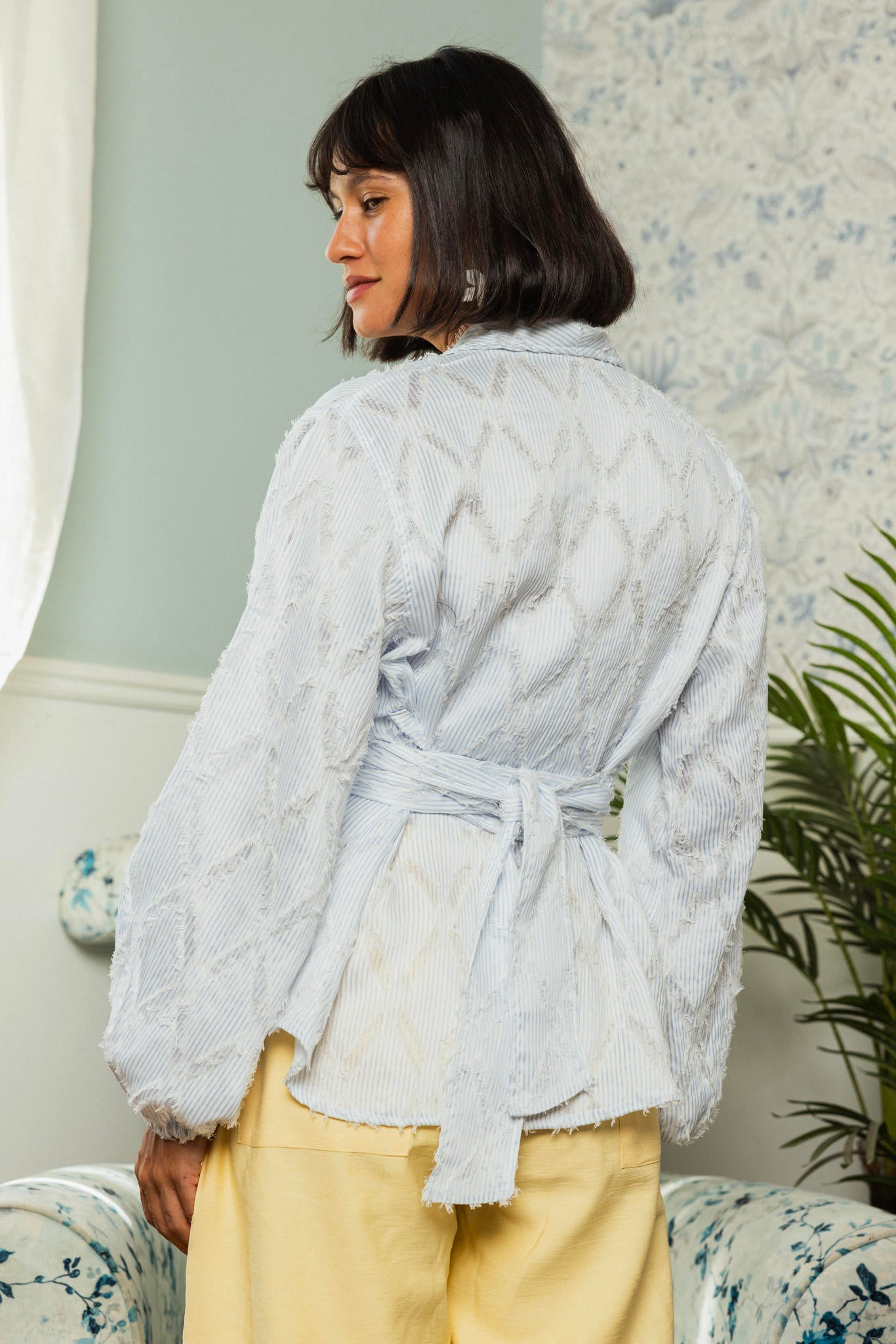 Textured Wrap Blouse