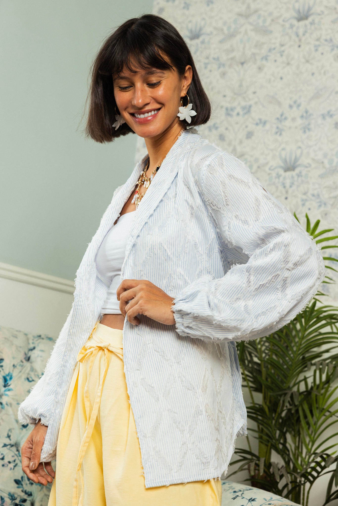 Textured Wrap Blouse