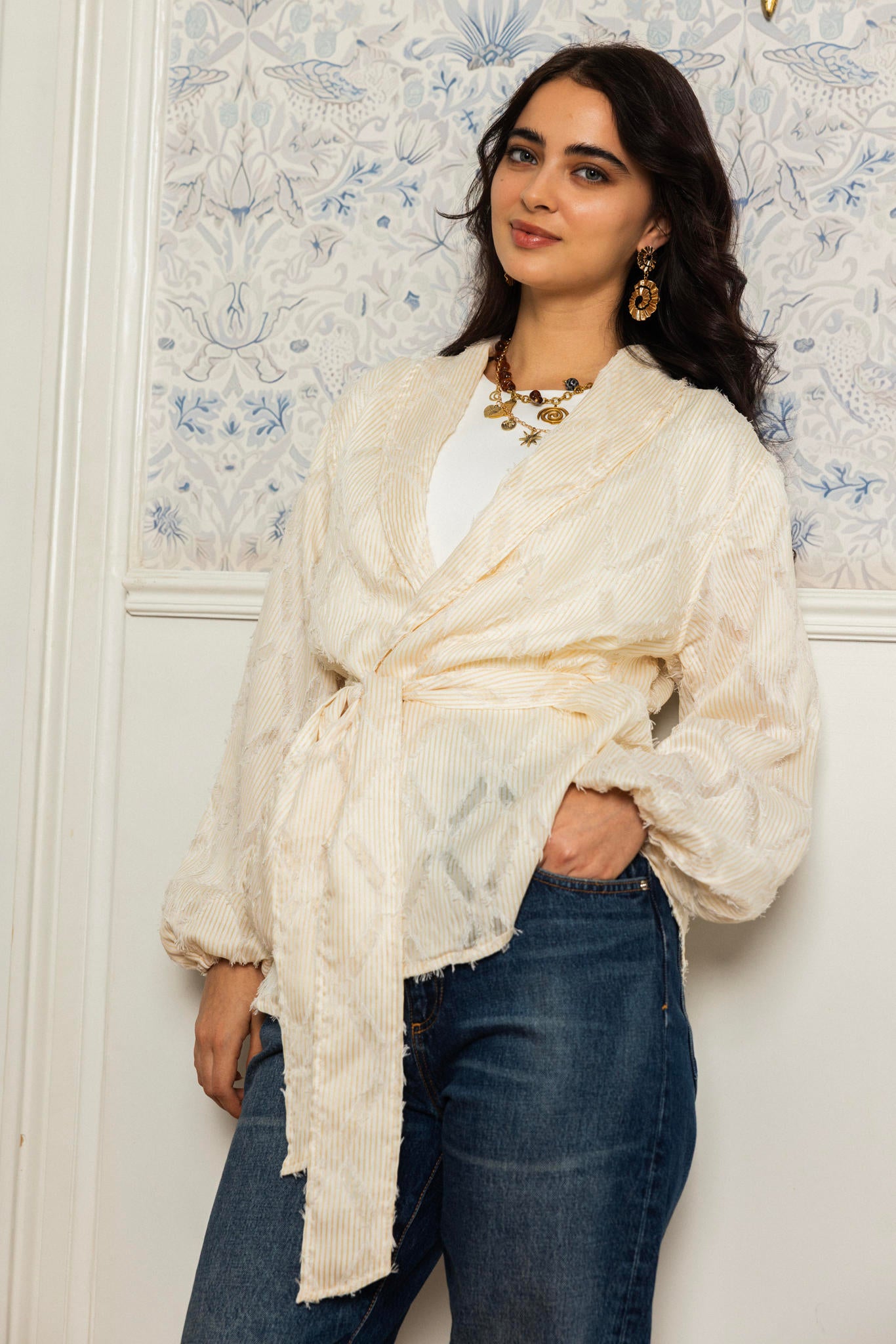 Textured Wrap Blouse