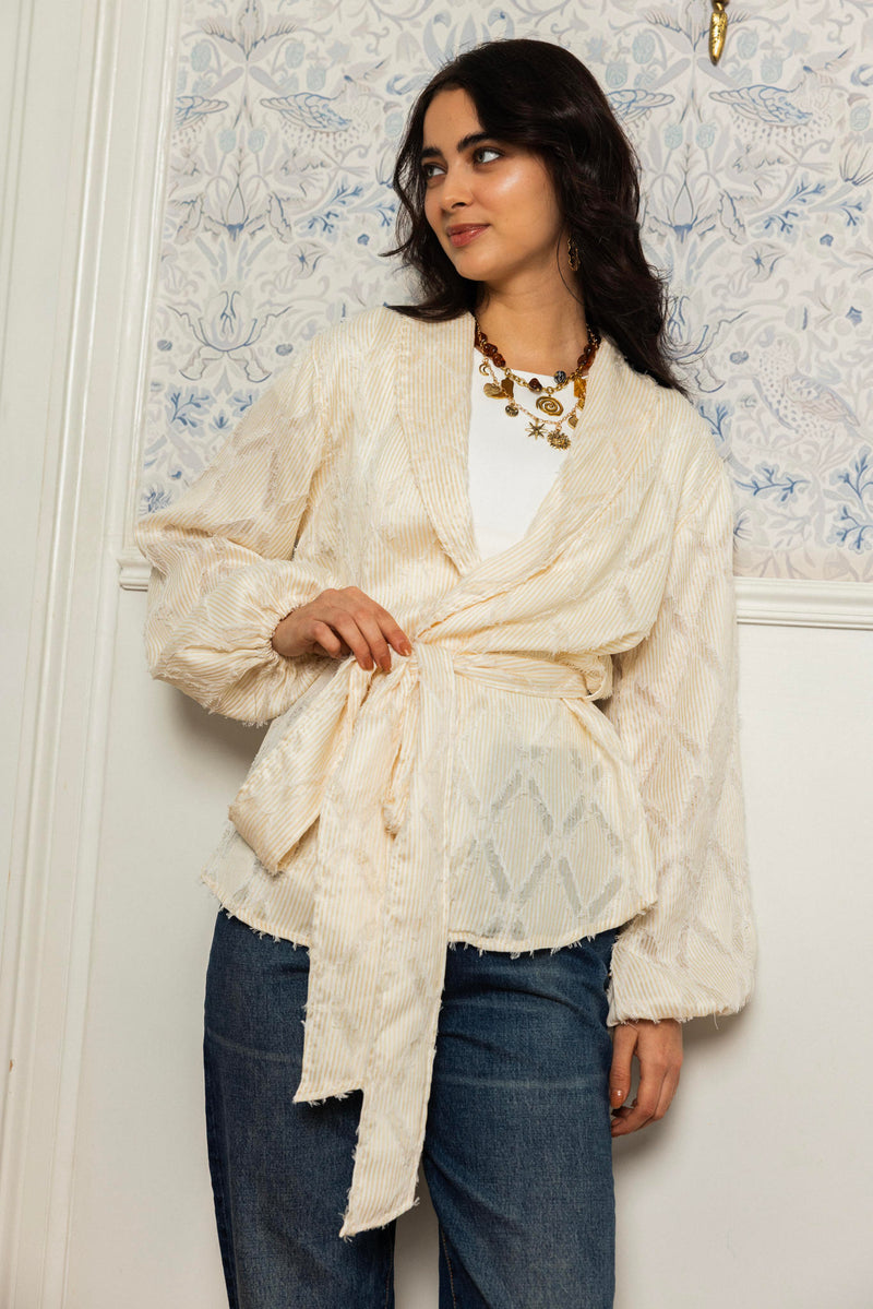 Textured Wrap Blouse