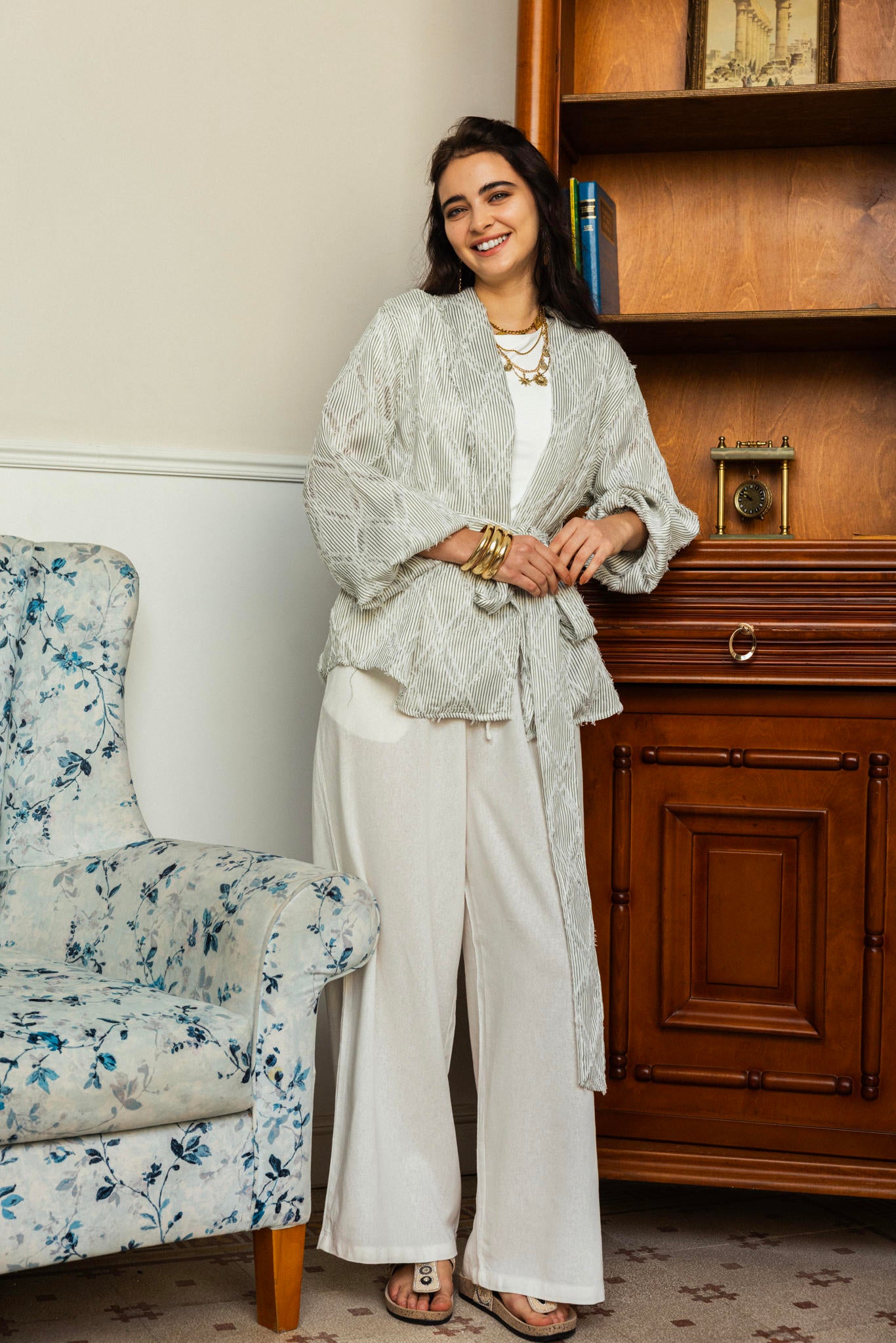Textured Wrap Blouse