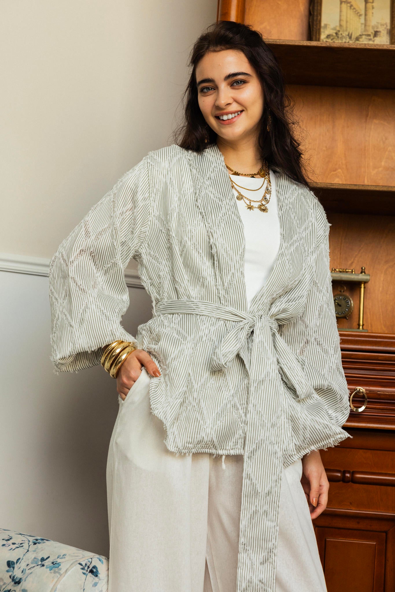 Textured Wrap Blouse