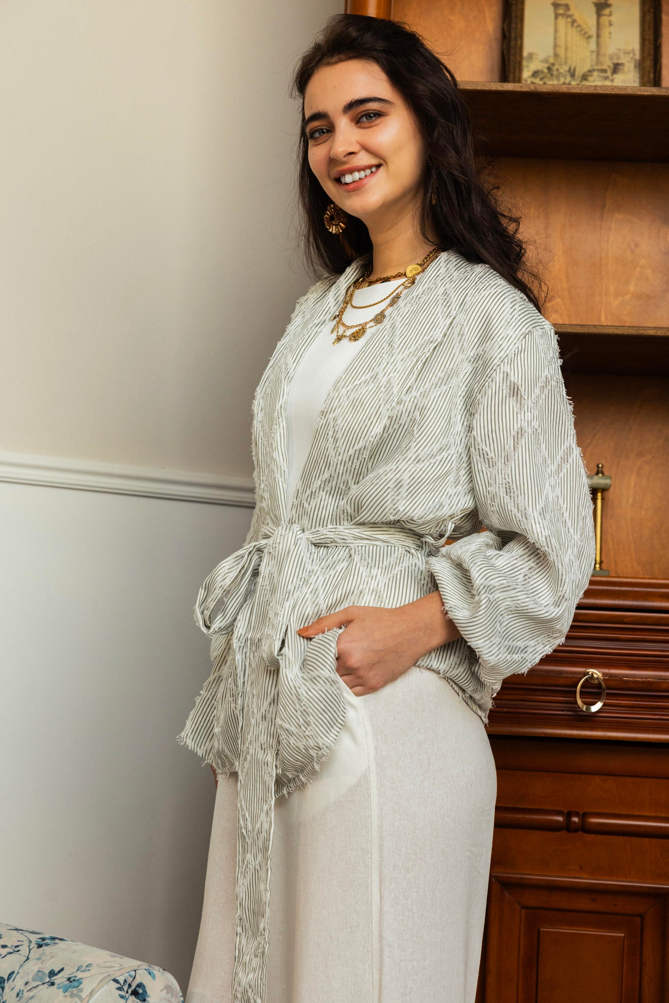 Textured Wrap Blouse
