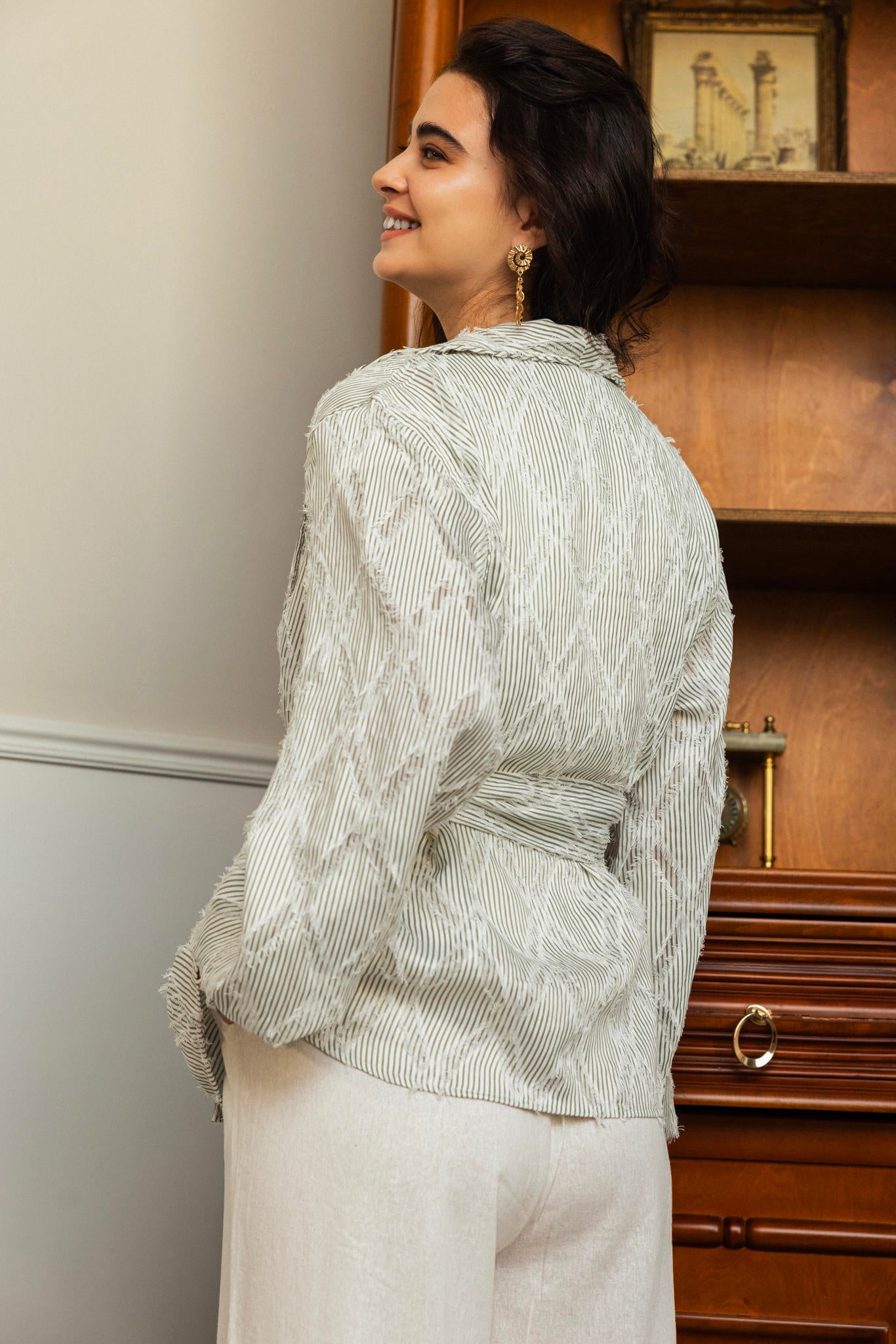 Textured Wrap Blouse
