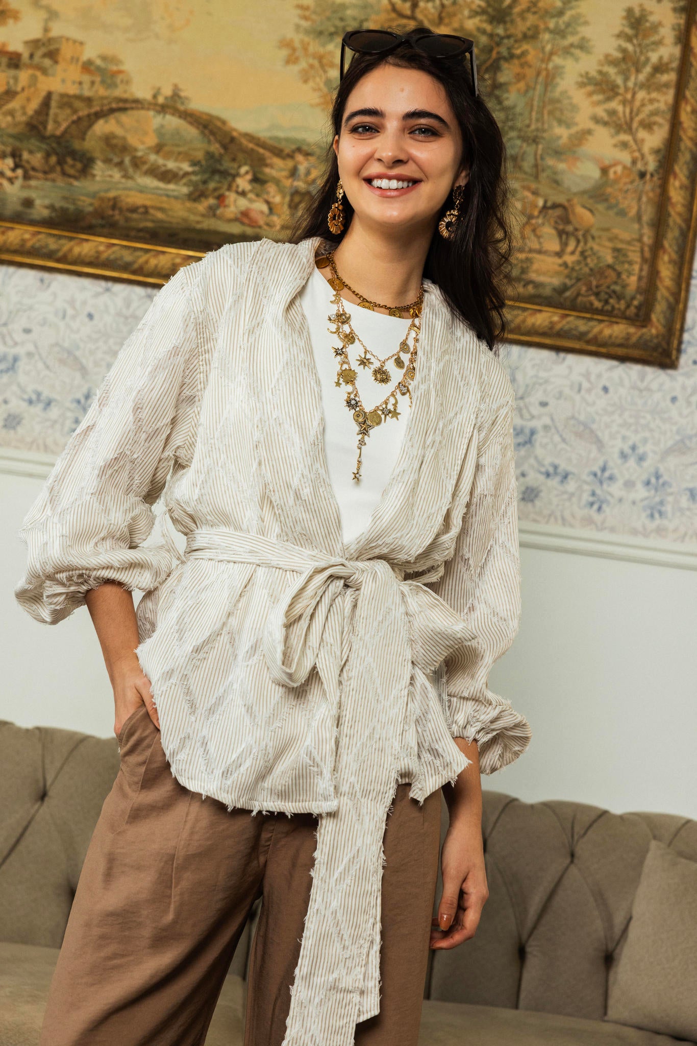 Textured Wrap Blouse