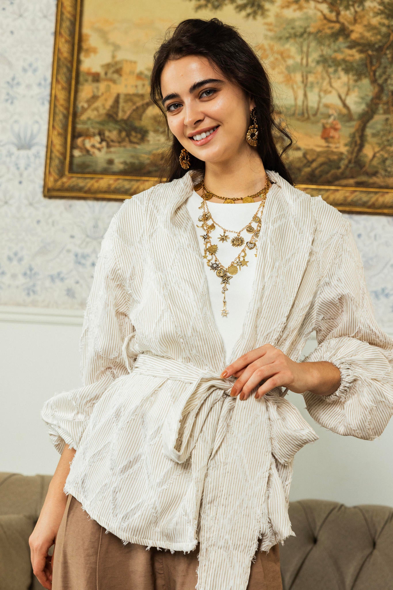 Textured Wrap Blouse